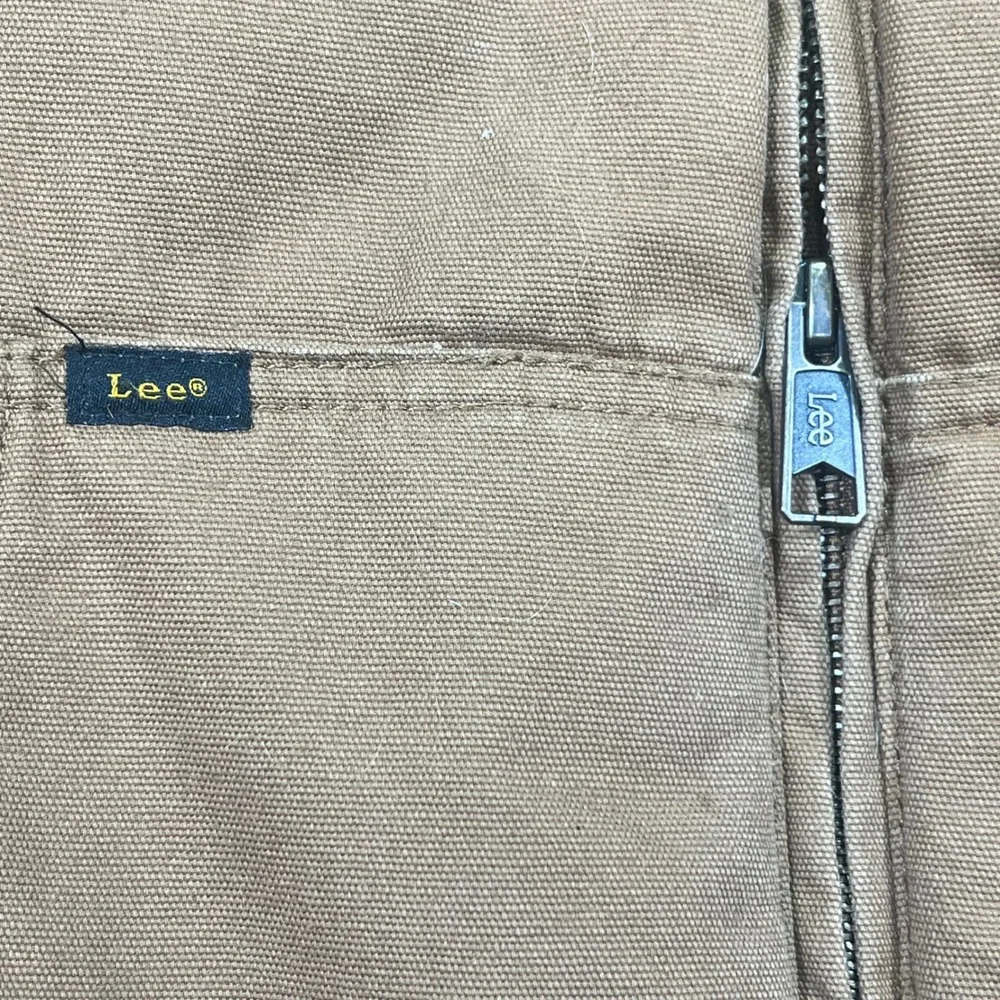 Lee‎ Mens Brown Cotton Canvas Sherpa Lined Workwear Vest XL Full Zip Pockets